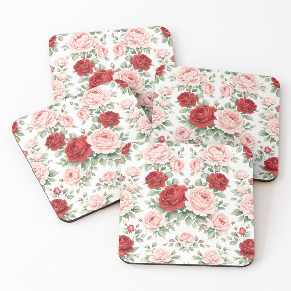 Item preview, Red Pink Rose Pattern Romantic Floral Symmetry Elegant Botanical designed and sold by PunchDrop.