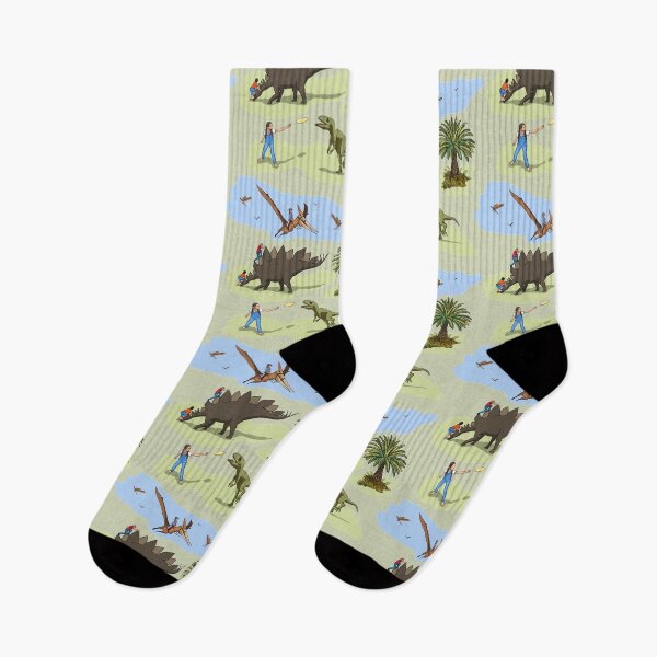 Item preview, dinosaur nannies on playground in green and blue designed and sold by LisetteBaron.