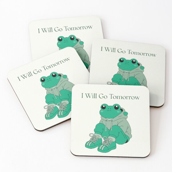Item preview, I Will Go Tomorrow | Introvert Frog Hoodie | Cute Lazy Mood Aesthetic Sticker designed and sold by inkfusionhub99.
