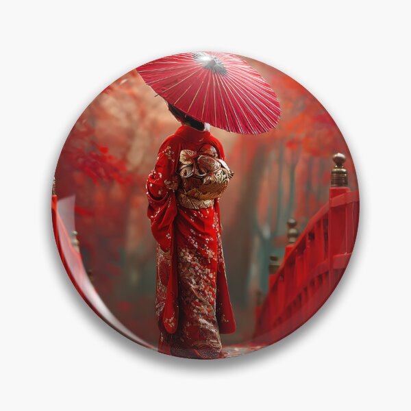 Item preview, Beautiful Woman with Red Umbrella in Autumn Scene designed and sold by Artessie.