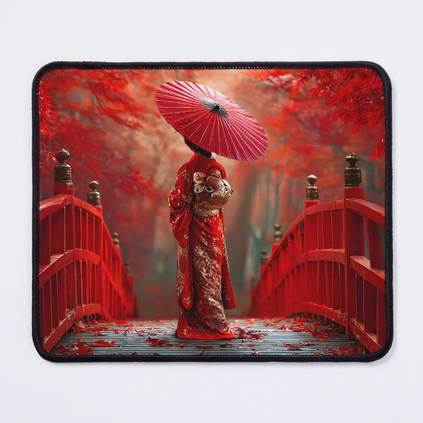 Item preview, Beautiful Woman with Red Umbrella in Autumn Scene designed and sold by Artessie.
