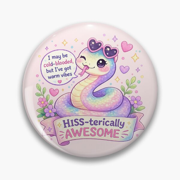 Item preview, Pastel Cute Snake with Funny Quote “HISS-terically Awesome” – Kawaii Snake Icon PNG designed and sold by Nusha Creations.