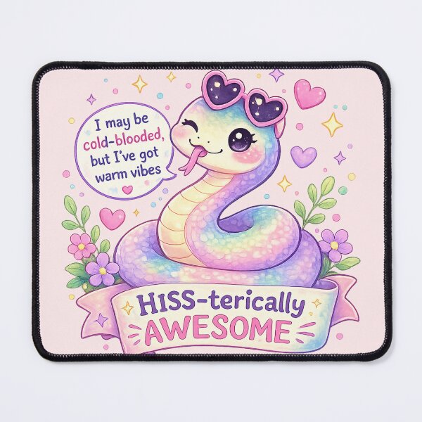 Item preview, Pastel Cute Snake with Funny Quote “HISS-terically Awesome” – Kawaii Snake Icon PNG designed and sold by Nusha Creations.