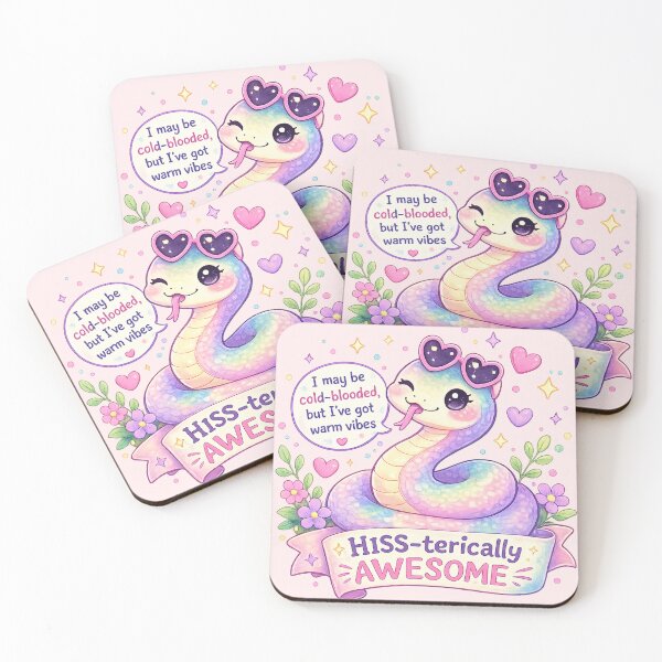 Item preview, Pastel Cute Snake with Funny Quote “HISS-terically Awesome” – Kawaii Snake Icon PNG designed and sold by StickyDelights.