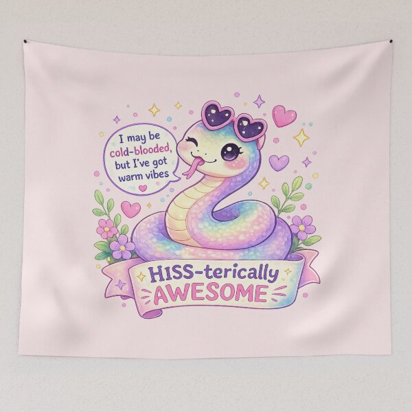 Item preview, Pastel Cute Snake with Funny Quote “HISS-terically Awesome” – Kawaii Snake Icon PNG designed and sold by Nusha Creations.