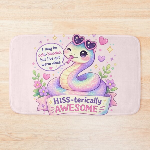 Item preview, Pastel Cute Snake with Funny Quote “HISS-terically Awesome” – Kawaii Snake Icon PNG designed and sold by StickyDelights.