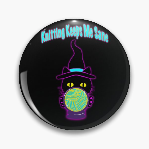 Item preview, Knitting Keeps Me Sane – Cute Witch Cat Yarn Design, Cozy Knitting Humor, Neon Aesthetic Gift designed and sold by ArtyWares.