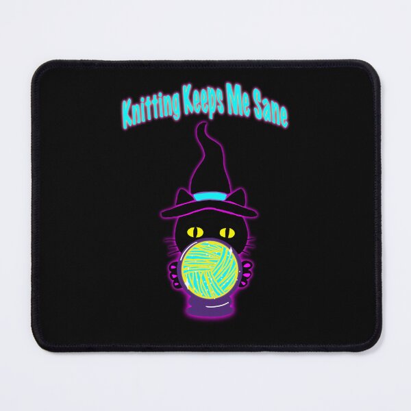 Item preview, Knitting Keeps Me Sane – Cute Witch Cat Yarn Design, Cozy Knitting Humor, Neon Aesthetic Gift designed and sold by ArtyWares.