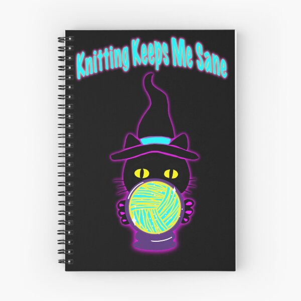 Item preview, Knitting Keeps Me Sane – Cute Witch Cat Yarn Design, Cozy Knitting Humor, Neon Aesthetic Gift designed and sold by ArtyWares.