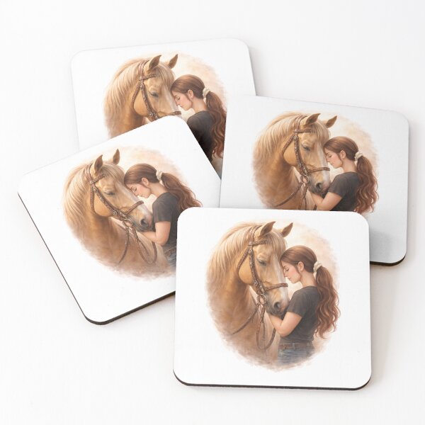 Item preview, Girl & Horse Bond – Soft Equestrian Love Illustration designed and sold by  QuarterHorseArt by Just my Studio.