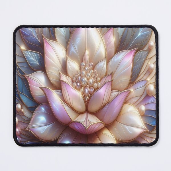 Item preview, Elegant Pearlescent Lotus Flower Digital Stained Glass designed and sold by BriSher.