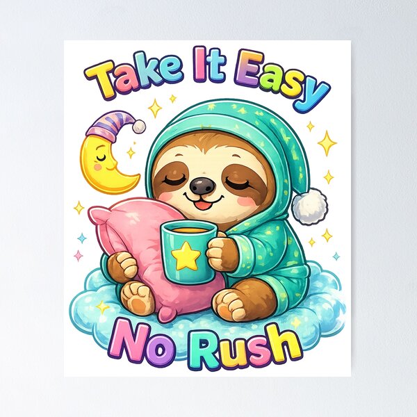 Item preview, Take It Easy Sloth Shirt – Cute Kawaii Lazy Animal No Rush Cozy Design designed and sold by Clothes With Smiling Animals Walt Gral.