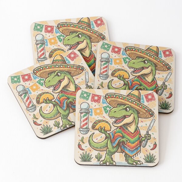 Item preview, Barber T-Rex Cinco de Mayo Retro Vintage Style designed and sold by Majnon8bp.