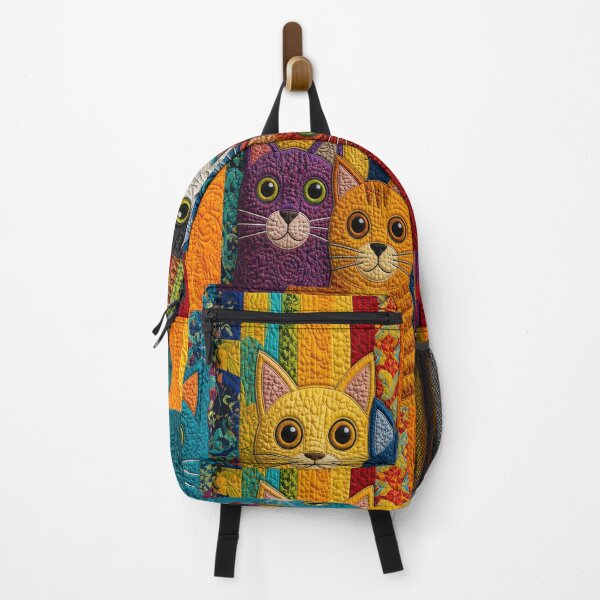 Item preview, Colorful Quilted Cat Faces Patchwork Design | Cute Cat Fabric Print  designed and sold by ArtoryNest.