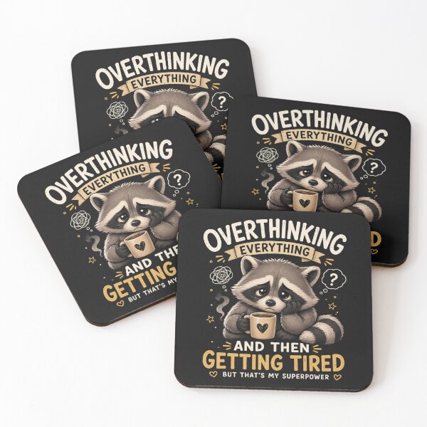 Item preview, Overthinking Everything - Racoon Funny Introvert Burnout Cute Animal designed and sold by Nature's Palette.