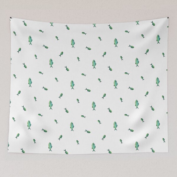 Item preview, Seamless pattern of green watercolor fish Cute Ocean Design designed and sold by VitSArt.
