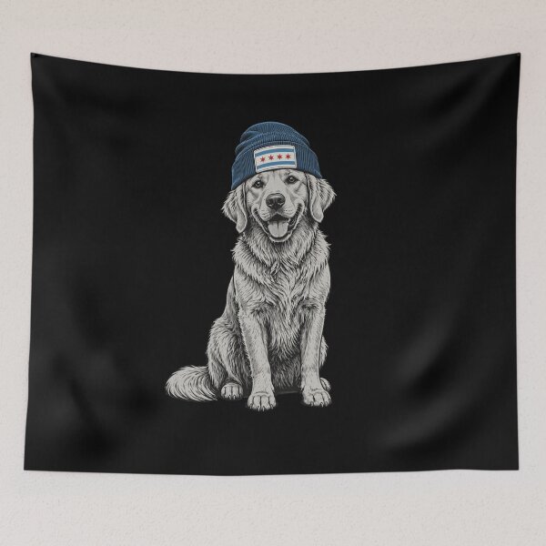 Item preview, Retriever Chicago Flag Beanie Dog designed and sold by snowry.