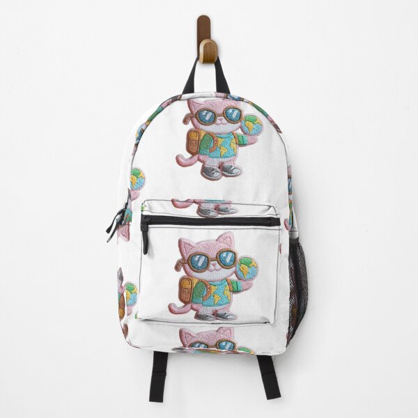 Item preview, Cute Travel Cat with Map and Backpack Sticker Illustration designed and sold by CreativeLarysa.