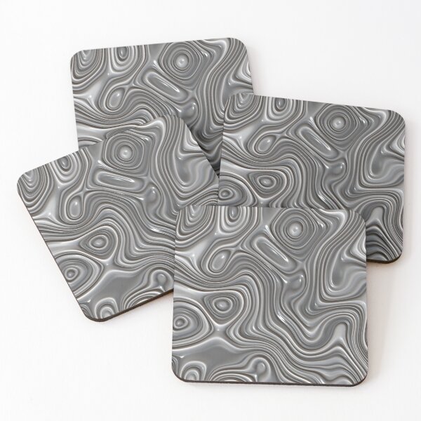 Item preview, Faux Silver Metal Modern 3D Liquid Swirls Pattern designed and sold by LC Graphic Design Studio.