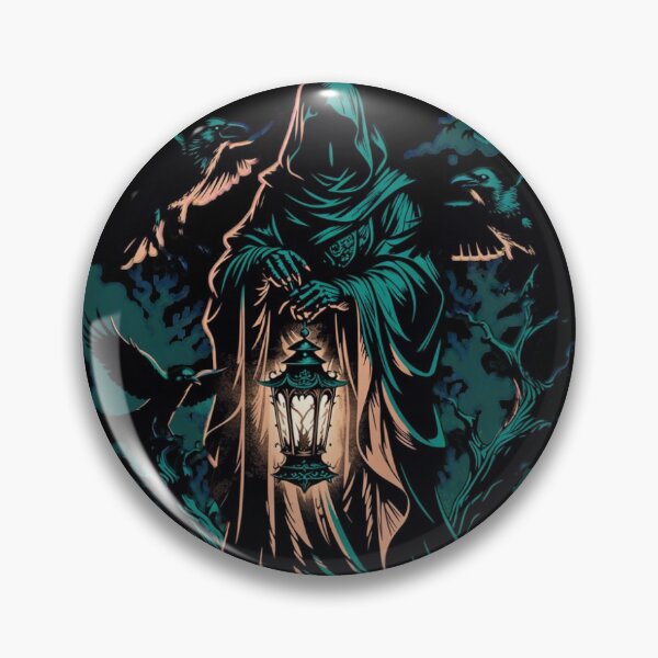 Item preview,  Mysterious Cloaked Figure Dark Forest Lantern Art designed and sold by shubham242.