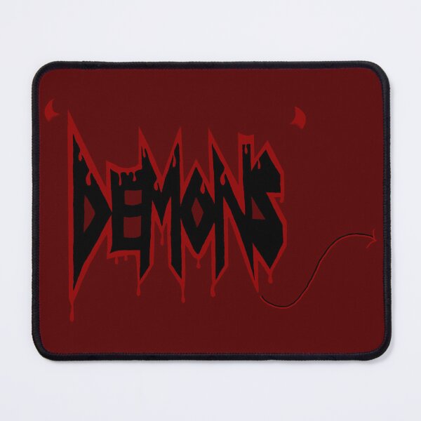 Item preview, 'Demons' Text Art with horns and tail (Dark Red/Black Background) designed and sold by rAaNDOMUser.