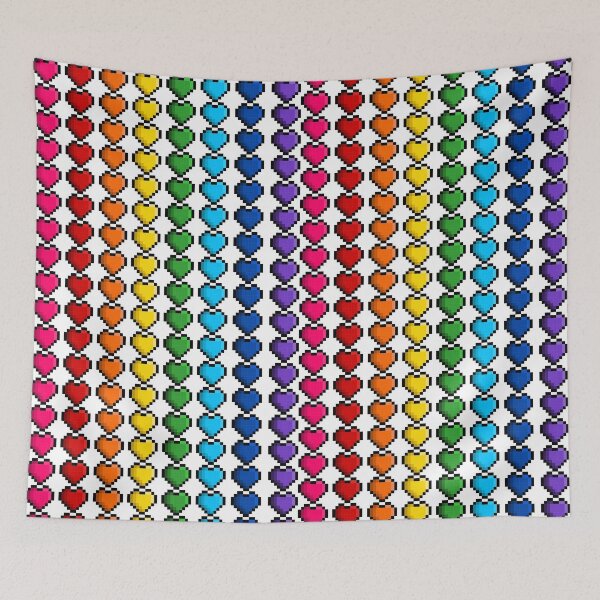 Item preview, Pixel Classic Rainbow Pride Flag Hearts designed and sold by HarveyHandcraftsandDesigns.