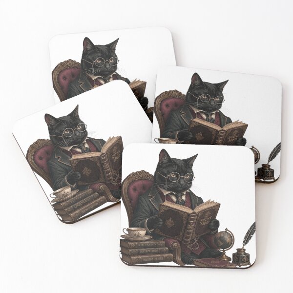 Item preview, I Read Because People Are Loud Dark Academia Cat designed and sold by Retro Mood Co.