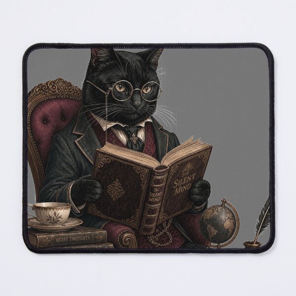 Item preview, I Read Because People Are Loud Dark Academia Cat designed and sold by Retro Mood Co.