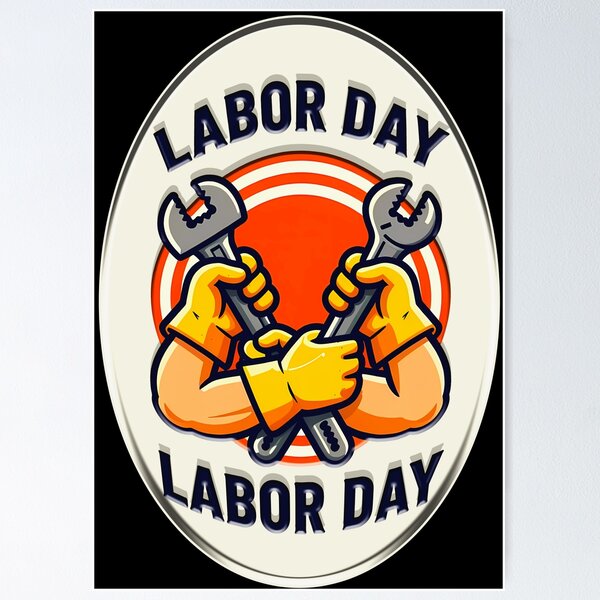 Item preview, Labor Day Worker Badge Tools Design designed and sold by Topoartispp.