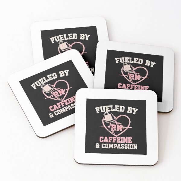 Item preview, Fueled by Caffeine & Compassion | Funny RN Nurse Shirt | Heartbeat Coffee Design | 99% Cover Square designed and sold by Petringo.