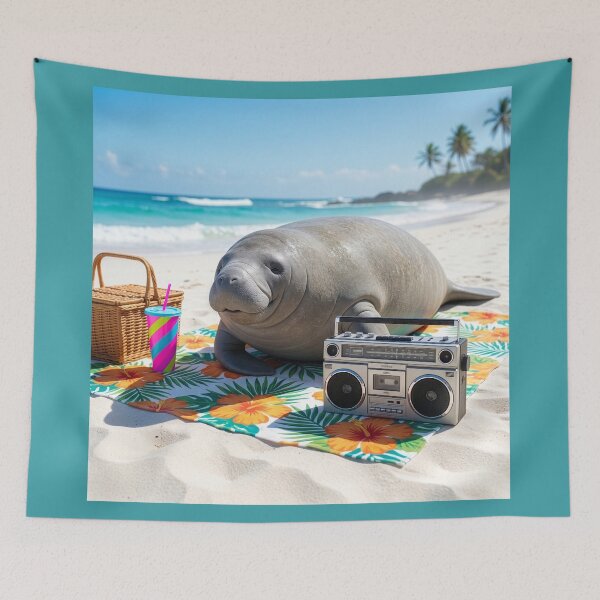 Item preview, Manatee Spends Day at the Beach designed and sold by Tridentulus.