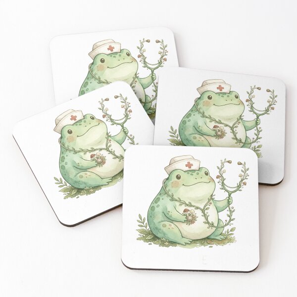 Item preview, Cottagecore Nurse Frog Mushroom Stethoscope designed and sold by Retro Mood Co.