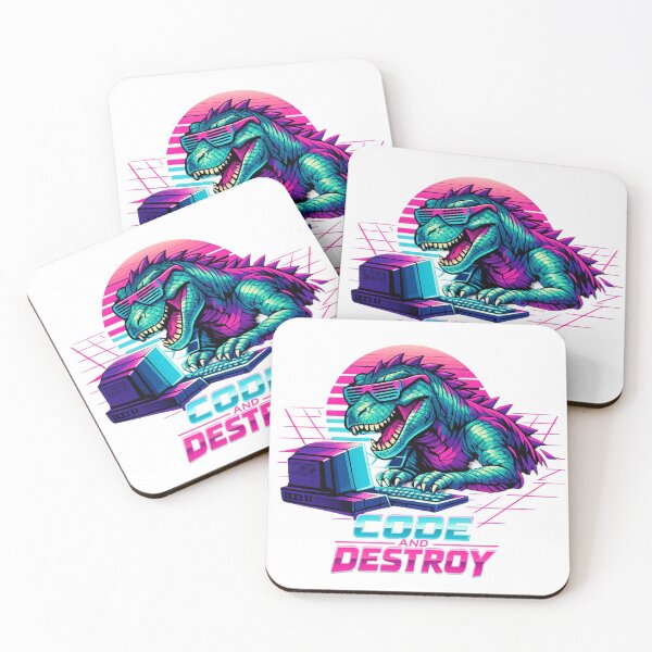Item preview, Vaporwave Programmer T-Rex 80s Synthwave Tech designed and sold by Retro Mood Co.
