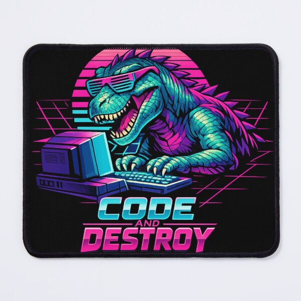 Item preview, Vaporwave Programmer T-Rex 80s Synthwave Tech designed and sold by Retro Mood Co.