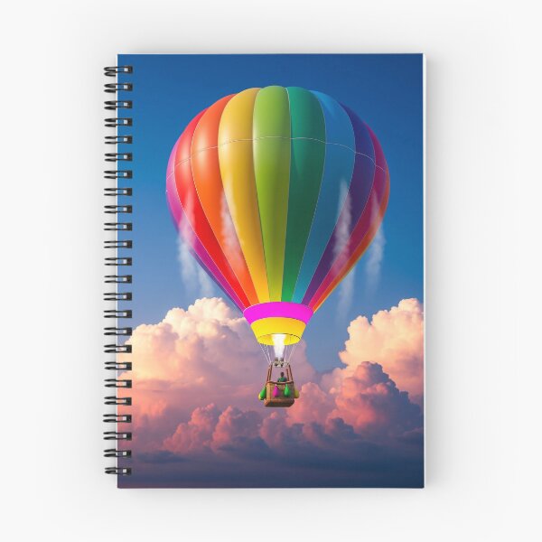 Item preview, Rainbow Hot Air Balloon Above Clouds Sunset Sky designed and sold by PixorStudio.