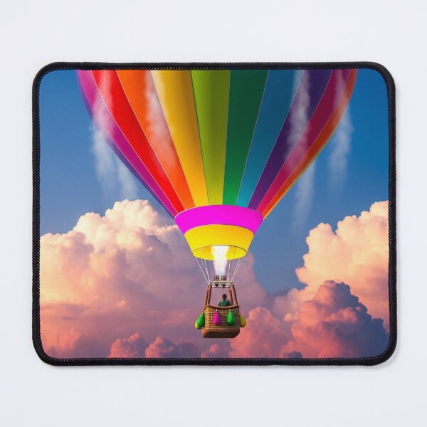 Item preview, Rainbow Hot Air Balloon Above Clouds Sunset Sky designed and sold by PixorStudio.