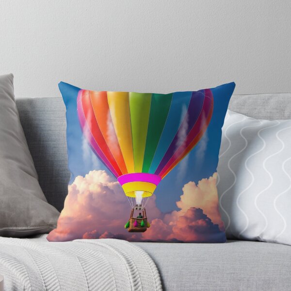 Item preview, Rainbow Hot Air Balloon Above Clouds Sunset Sky designed and sold by PixorStudio.