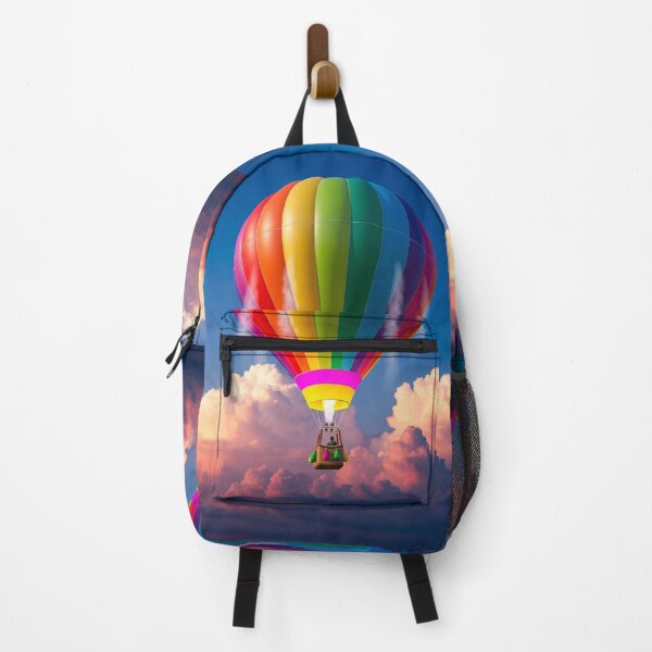 Item preview, Rainbow Hot Air Balloon Above Clouds Sunset Sky designed and sold by PixorStudio.