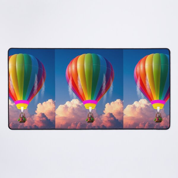 Item preview, Rainbow Hot Air Balloon Above Clouds Sunset Sky designed and sold by PixorStudio.