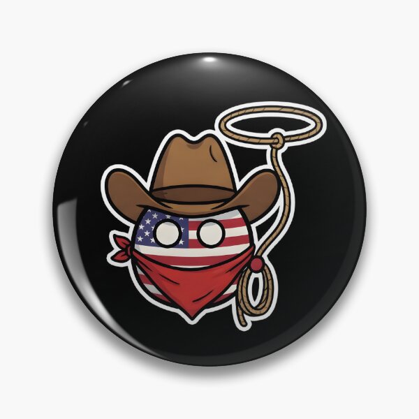 Item preview, USA Cowboy Countryball with Lasso and Hat designed and sold by pakehart.