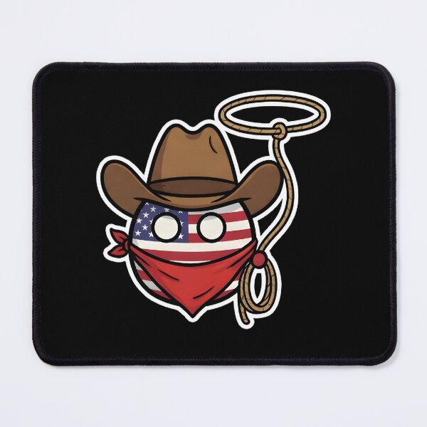 Item preview, USA Cowboy Countryball with Lasso and Hat designed and sold by pakehart.