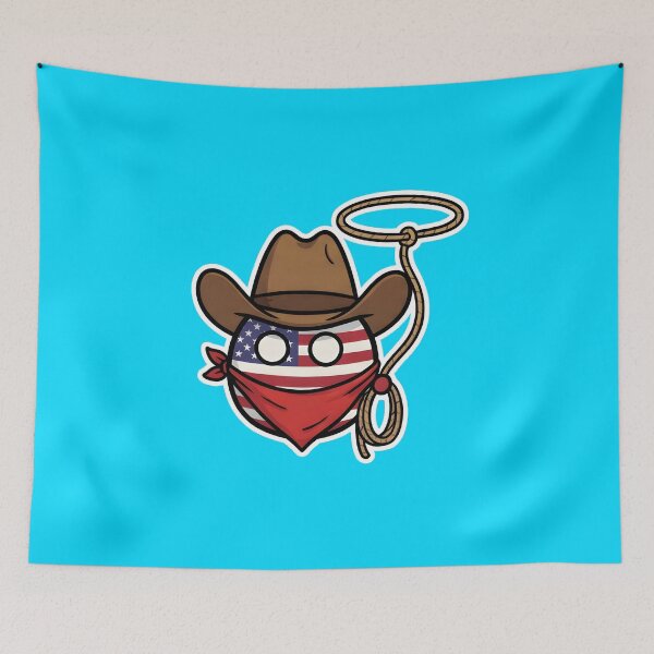 Item preview, USA Cowboy Countryball with Lasso and Hat designed and sold by pakehart.