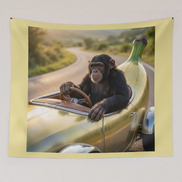 Item preview, Chimpanzee Tools Around in His Banana Mobile designed and sold by Tridentulus.
