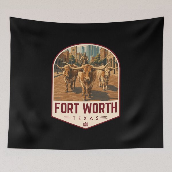 Item preview, Fort Worth in Texas, USA  Retro Travel Art Emblem designed and sold by MaateoDesign.