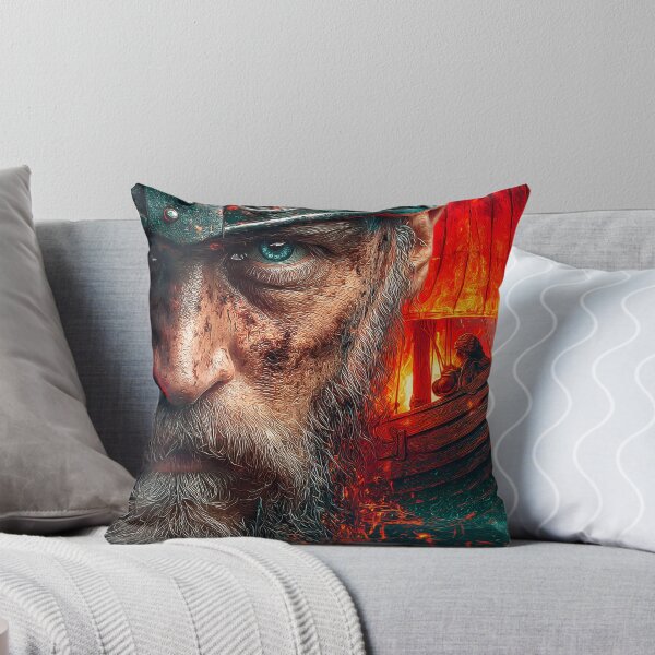 Item preview, Viking Warrior and Longship in Fiery Horizon designed and sold by Artessie.