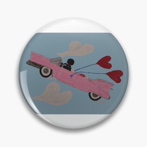 Item preview, Black Poodle in Pink Convertible with heart balloons designed and sold by Squirreldumplings.
