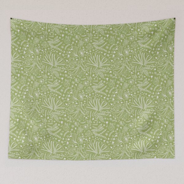 Item preview, linear white flowers designed and sold by arailustrada.
