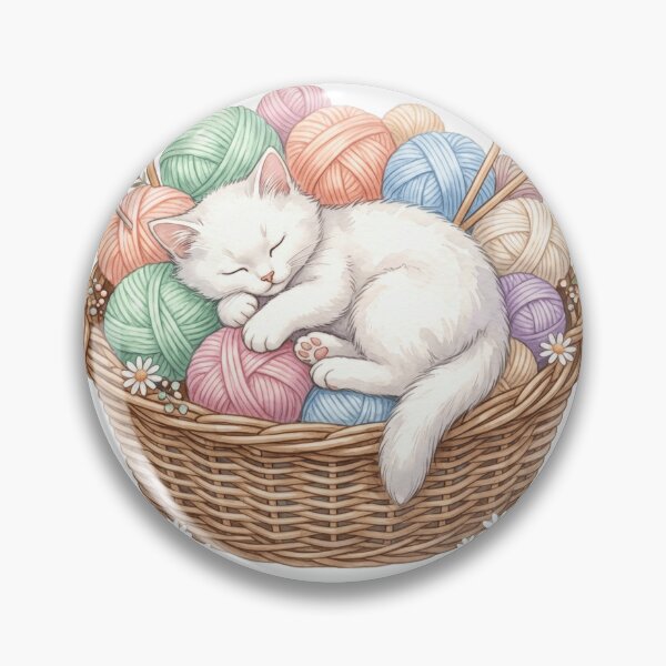 Item preview, Grandmacore Knitting Cat Vintage Yarn Cottagecore designed and sold by Retro Mood Co.