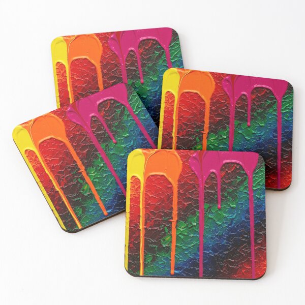 Item preview, Abstract Rainbow Paint Drips Textured Impasto Art designed and sold by PixorStudio.