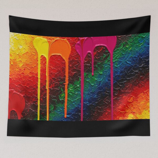 Item preview, Abstract Rainbow Paint Drips Textured Impasto Art designed and sold by PixorStudio.